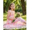 image:imageGRACE KARIN Girls Hawaiian Floral Smocked Dresses Girl Flutter Sleeve Spring Summer Dress Kids Easter Maxi Long DressesOrange