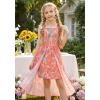image:imageGRACE KARIN Girls Hawaiian Floral Smocked Dresses Girl Flutter Sleeve Spring Summer Dress Kids Easter Maxi Long DressesOrange Floral