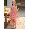 image:imageGRACE KARIN Girls Hawaiian Floral Smocked Dresses Girl Flutter Sleeve Spring Summer Dress Kids Easter Maxi Long DressesOrange Floral