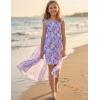 image:imageGRACE KARIN Girls Hawaiian Floral Smocked Dresses Girl Flutter Sleeve Spring Summer Dress Kids Easter Maxi Long DressesPurple Flower