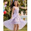 image:imageGRACE KARIN Girls Hawaiian Floral Smocked Dresses Girl Flutter Sleeve Spring Summer Dress Kids Easter Maxi Long DressesPurple Flower