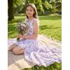 image:imageGRACE KARIN Girls Hawaiian Floral Smocked Dresses Girl Flutter Sleeve Spring Summer Dress Kids Easter Maxi Long DressesPurple Flower