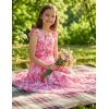 image:imageGRACE KARIN Girls Hawaiian Floral Smocked Dresses Girl Flutter Sleeve Spring Summer Dress Kids Easter Maxi Long DressesRose Red