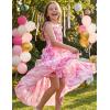 image:imageGRACE KARIN Girls Hawaiian Floral Smocked Dresses Girl Flutter Sleeve Spring Summer Dress Kids Easter Maxi Long DressesRose Red