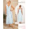 image:imageGRACE KARIN Womens Summer Sleeveless Floral Maxi Dress V Neck Formal Wedding Guest Dress A Line Beach Vacation ClothesWhite Blue