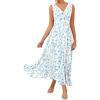 image:imageGRACE KARIN Womens Summer Sleeveless Floral Maxi Dress V Neck Formal Wedding Guest Dress A Line Beach Vacation ClothesWhite Blue