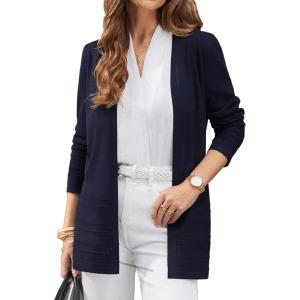 image:imageGRACE KARIN Women Long Cardigan Summer Lightweight Cardigans Long Sleeve V Neck Open Front Sweater 2026Navy Blue