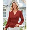 image:imageGRACE KARIN Long Sleeve Blouses for Women Dressy Casual Wrap Tops Work Shirts 2026 Summer Business OutfitsCaramel