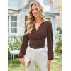 image:imageGRACE KARIN Long Sleeve Blouses for Women Dressy Casual Wrap Tops Work Shirts 2026 Summer Business OutfitsCoffee