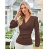 image:imageGRACE KARIN Long Sleeve Blouses for Women Dressy Casual Wrap Tops Work Shirts 2026 Summer Business OutfitsCoffee