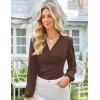 image:imageGRACE KARIN Long Sleeve Blouses for Women Dressy Casual Wrap Tops Work Shirts 2026 Summer Business OutfitsCoffee