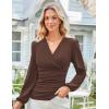 image:imageGRACE KARIN Long Sleeve Blouses for Women Dressy Casual Wrap Tops Work Shirts 2026 Summer Business OutfitsCoffee