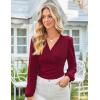 image:imageGRACE KARIN Long Sleeve Blouses for Women Dressy Casual Wrap Tops Work Shirts 2026 Summer Business OutfitsWine Red