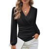 image:imageGRACE KARIN Long Sleeve Blouses for Women Dressy Casual Wrap Tops Work Shirts 2026 Summer Business OutfitsBlack