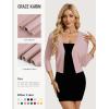 image:imageGRACE KARIN Womens 34 Sleeve Cropped Cardigan Sweater Lightweight Open Front Dressy Causal Shrug Spring FashionDusty Pink