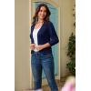 image:imageGRACE KARIN Women Lightweight Cardigan 34 Sleeve Cropped Crochet Bolero Shrug Summer Open Front Knit Sweaters for DressDark Blue
