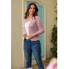 image:imageGRACE KARIN Women Lightweight Cardigan 34 Sleeve Cropped Crochet Bolero Shrug Summer Open Front Knit Sweaters for DressGray Pink