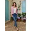 image:imageGRACE KARIN Women Lightweight Cardigan 34 Sleeve Cropped Crochet Bolero Shrug Summer Open Front Knit Sweaters for DressGray Pink