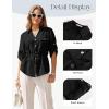 image:imageGRACE KARIN Womens Button Down Dressy Shirts 34 Sleeve Stylish Collared Office Work Tops with PocketBlack