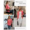 image:imageGRACE KARIN Womens Button Down Dressy Shirts 34 Sleeve Stylish Collared Office Work Tops with PocketCoral Powder