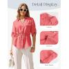 image:imageGRACE KARIN Womens Button Down Dressy Shirts 34 Sleeve Stylish Collared Office Work Tops with PocketCoral Powder