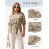 image:imageGRACE KARIN Womens Button Down Dressy Shirts 34 Sleeve Stylish Collared Office Work Tops with PocketKhaki