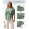 image:imageGRACE KARIN Womens Button Down Dressy Shirts 34 Sleeve Stylish Collared Office Work Tops with PocketLight Green