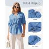 image:imageGRACE KARIN Womens Button Down Dressy Shirts 34 Sleeve Stylish Collared Office Work Tops with PocketSky Blue