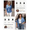 image:imageGRACE KARIN Womens Button Down Dressy Shirts 34 Sleeve Stylish Collared Office Work Tops with PocketSky Blue