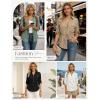 image:imageGRACE KARIN Womens Button Down Dressy Shirts 34 Sleeve Stylish Collared Office Work Tops with PocketSky Blue