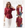 image:imageGRACE KARIN Womens Button Down Dressy Shirts 34 Sleeve Stylish Collared Office Work Tops with PocketWine Red