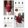 image:imageGRACE KARIN Womens Button Down Dressy Shirts 34 Sleeve Stylish Collared Office Work Tops with PocketWine Red