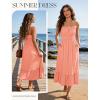 image:imageGRACE KARIN Womens Summer Maxi Dress 2026Smocked Ruched Bust Sundress with Adjustable Straps amp PocketsBeach Vacation DressCoral