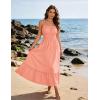 image:imageGRACE KARIN Womens Summer Maxi Dress 2026Smocked Ruched Bust Sundress with Adjustable Straps amp PocketsBeach Vacation DressCoral