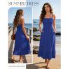 image:imageGRACE KARIN Womens Summer Maxi Dress 2026Smocked Ruched Bust Sundress with Adjustable Straps amp PocketsBeach Vacation DressRoyal Blue