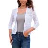 image:imageGRACE KARIN Women Lightweight Cardigan 34 Sleeve Cropped Crochet Bolero Shrug Summer Open Front Knit Sweaters for DressWhite