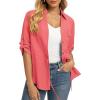 image:imageGRACE KARIN Womens Button Down Dressy Shirts 34 Sleeve Stylish Collared Office Work Tops with PocketCoral Powder