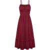 image:imageGRACE KARIN Womens Summer Maxi Dress 2026Smocked Ruched Bust Sundress with Adjustable Straps amp PocketsBeach Vacation DressBurgundy