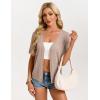 image:imageGRACE KARIN Short Sleeve Summer Cardigan Sweaters for Women 2026 Lightweight Shrug Crochet Beach Cover UpsKhaki