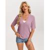 image:imageGRACE KARIN Short Sleeve Summer Cardigan Sweaters for Women 2026 Lightweight Shrug Crochet Beach Cover UpsLight Purple