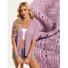 image:imageGRACE KARIN Short Sleeve Summer Cardigan Sweaters for Women 2026 Lightweight Shrug Crochet Beach Cover UpsLight Purple