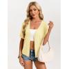 image:imageGRACE KARIN Short Sleeve Summer Cardigan Sweaters for Women 2026 Lightweight Shrug Crochet Beach Cover UpsLight Yellow