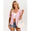 image:imageGRACE KARIN Short Sleeve Summer Cardigan Sweaters for Women 2026 Lightweight Shrug Crochet Beach Cover UpsPink