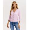 image:imageGRACE KARIN Womens 34 Sleeve V Neck Button Down Lightweight Cardigan Sweater Open Front Dressy Shrugs Spring FashionLight Purple