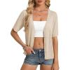 image:imageGRACE KARIN Short Sleeve Summer Cardigan Sweaters for Women 2026 Lightweight Shrug Crochet Beach Cover UpsBeige