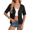 image:imageGRACE KARIN Short Sleeve Summer Cardigan Sweaters for Women 2026 Lightweight Shrug Crochet Beach Cover UpsBlack