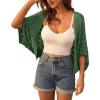 image:imageGRACE KARIN Summer Cropped Cardigan for Women 2026 Batwing Sleeve Crochet Bolero Shrug Sweaters Lightweight Beach Boho KimonoArmy Green