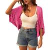 image:imageGRACE KARIN Summer Cropped Cardigan for Women 2026 Batwing Sleeve Crochet Bolero Shrug Sweaters Lightweight Beach Boho KimonoRose Red