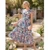 image:imageGRACE KARIN 2026 Women Summer DressMaxi Short Sleeve Floral DressesSemi Formal Flowy Wedding Guest Dress with PocketDark Green Dense Dotted Flowers