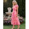 image:imageGRACE KARIN 2026 Women Summer DressMaxi Short Sleeve Floral DressesSemi Formal Flowy Wedding Guest Dress with PocketPink Orange Floral